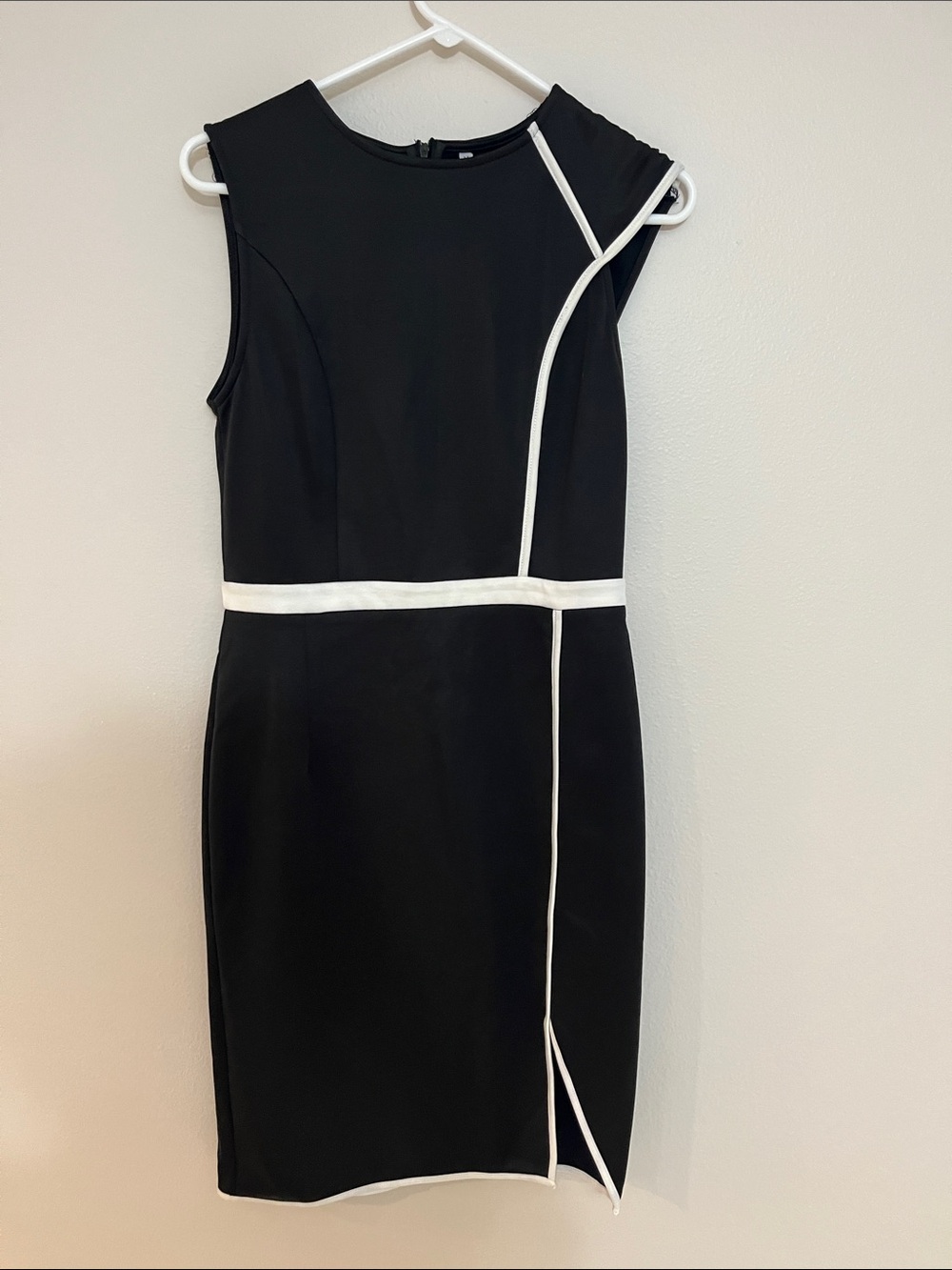Mooyious Black Midi Dress with White Trim